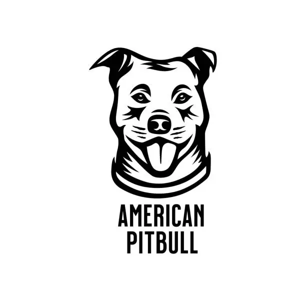 Vector illustration of American pitbull head drawing. Vector illustration.