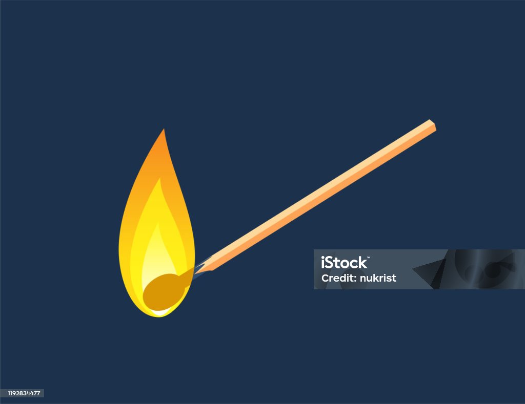 Matchstick Names Fiery Matchstick In Diagonal Angle Stock Illustration - Download Image ...