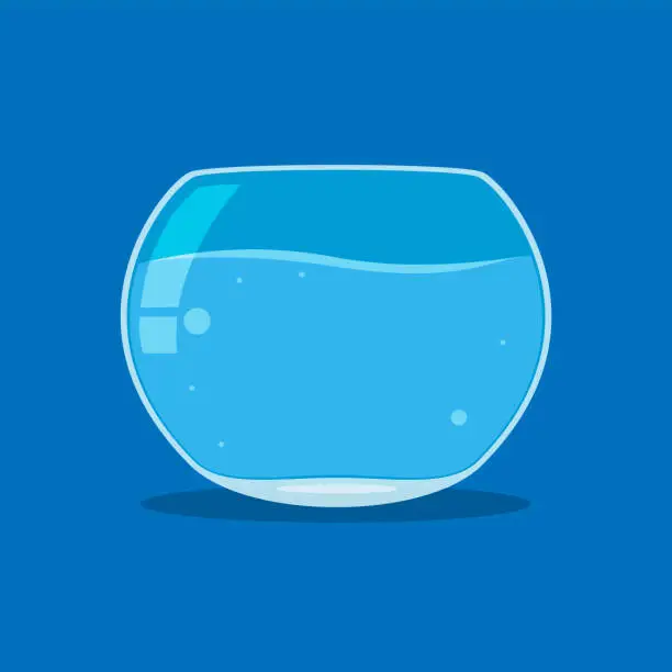 Vector illustration of an aquarium in blue background
