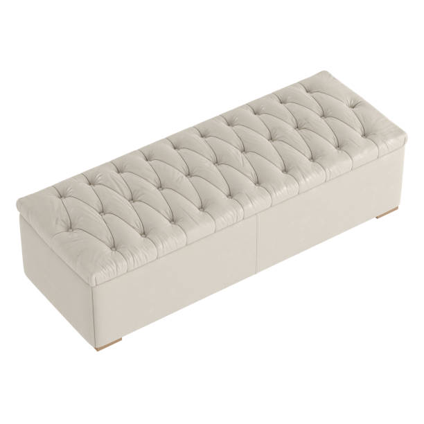 istock Beige leather upholstered bench on an isolated background. 3d rendering 1192836446