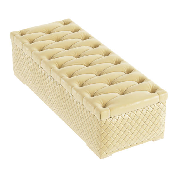 istock Yellow leather upholstered bench on an isolated background. 3d rendering 1192836448