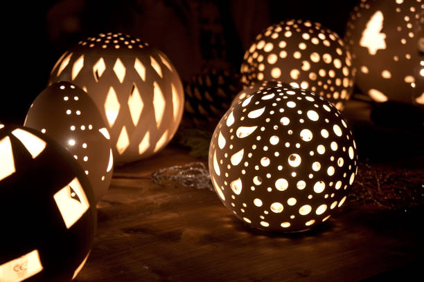 istock Tea light holders at a Christmas Market in Germany 1192836513