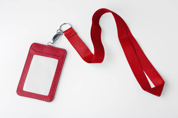 istock Red lanyard and leather badge 1192837517
