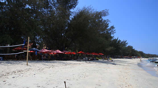 Tourists from various countries enjoy the atmosphere of the Gili Trawangan beach in Lombok Indonesia, 28 November 2019