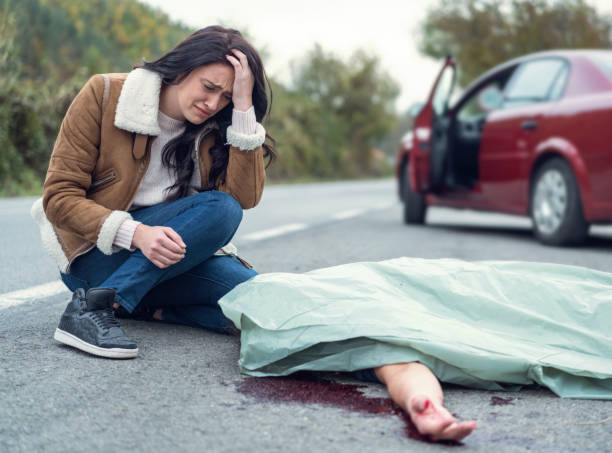 istock Fatal car accident on the country road 1192840113