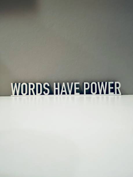 istock Words have power, text on gray background 1192840665