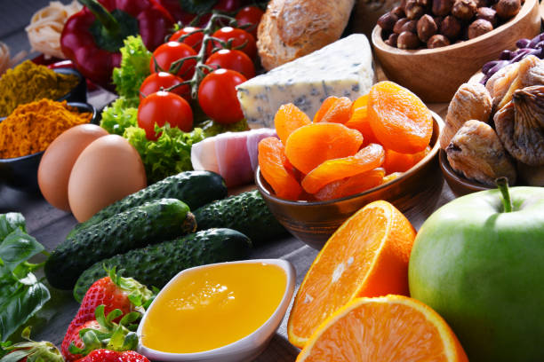 istock Assorted organic food products on the table 1192844778