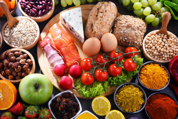 istock Assorted organic food products on the table 1192844810