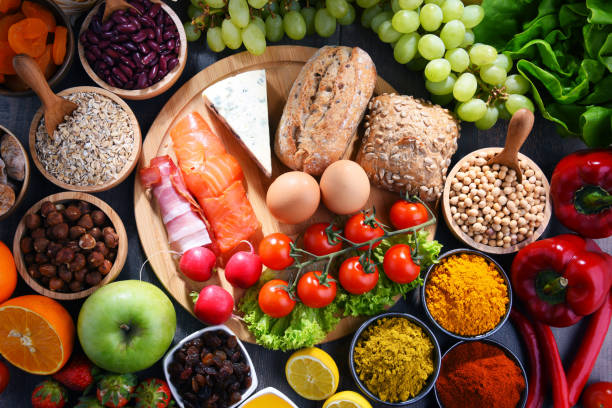 istock Assorted organic food products on the table 1192845527