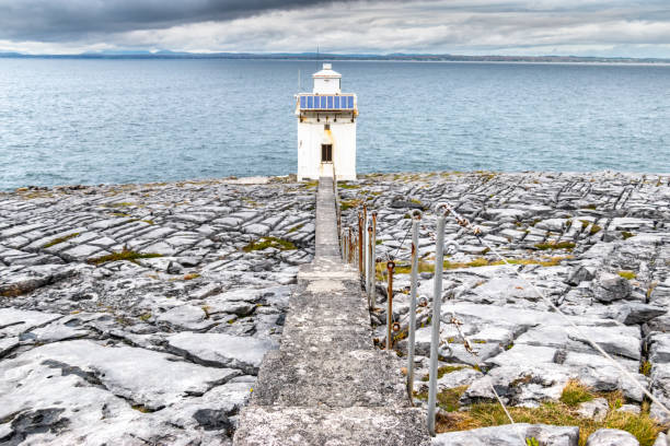 Black Head Lighthouse Lighthouse near Burren National Park the burren photos stock pictures, royalty-free photos & images