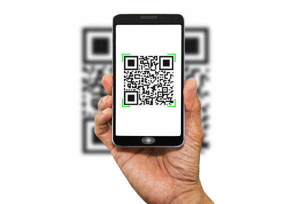 Mobile qr code. Digital mobile smart phone with qr code scanner on smartphone screen for payment, online pay, scan barcode technology. Mobile banking. Customers can pay through qrcode