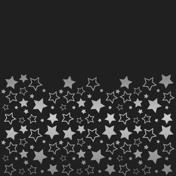 istock Frame with blank space for text. Border of silver stars. black background. Vector for Christmas and New Year greeting card, banner, invitation, packaging design, illustration pattern 1192850435