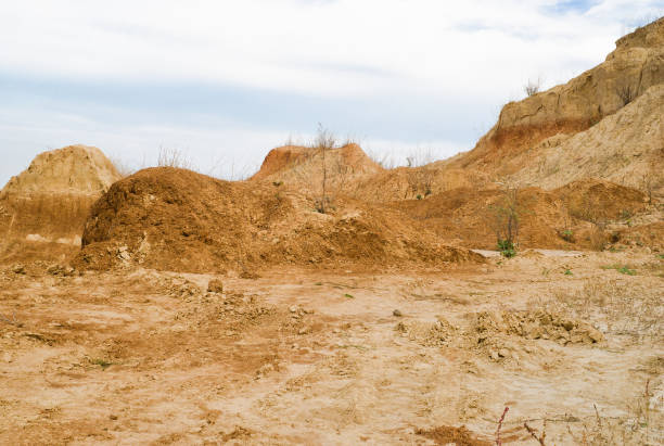 Clay hills in an open pit in Ukraine.