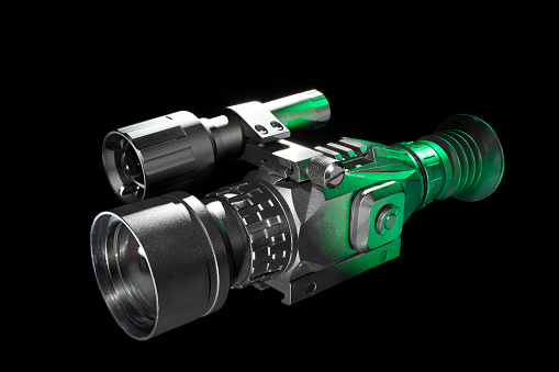 Infrared reading night vision for a rifle with green highlights
