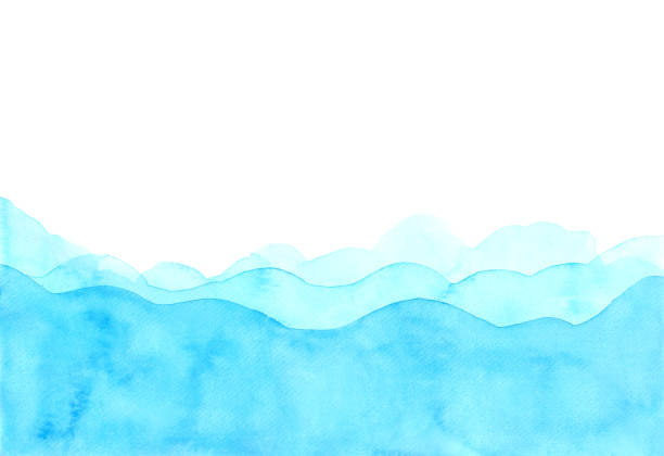 istock Abstract watercolor hand painting illustration. Bright blue wavy background. High resolution. Design for card, cover, print,web. 1192852134