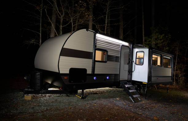 istock Camping trailer late at night in North Carolina 1192852210