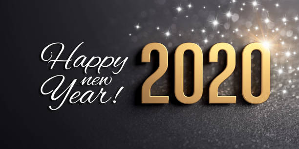 istock Black and gold 2020 Greeting card 1192853731