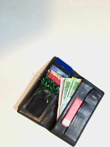 istock black leather wallet with bills and cards 1192853762