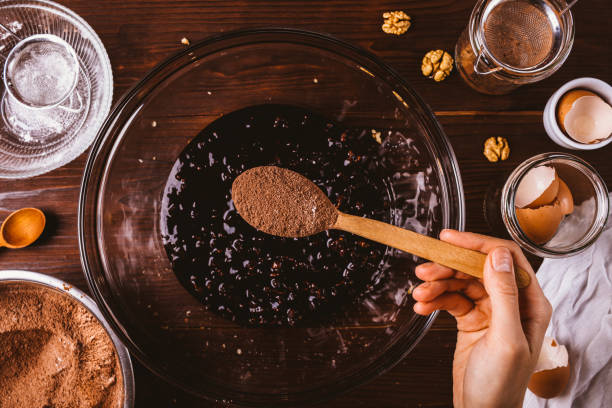 istock Female hand adding spoonful of cocoa powder 1192853900