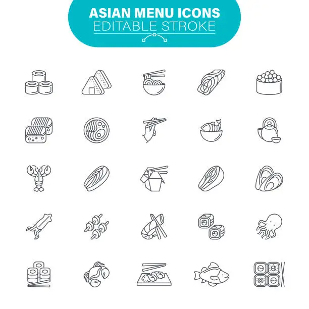 Vector illustration of Asian Menu Icons