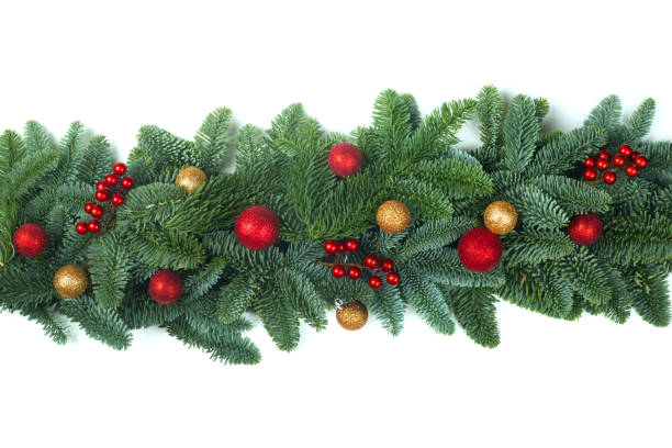 istock Christmas border of fir tree on white 1192859022