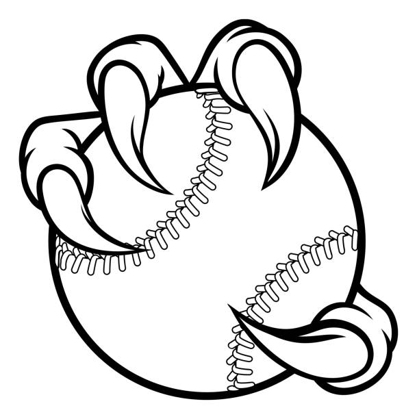 illustrations, cliparts, dessins animés et icônes de balle de base-ball de fixation de griffe de monstre d'oiseau d'aigle - characters sport animal baseballs