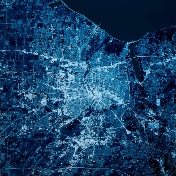 istock Rochester New York 3D Render Map Blue Top View Oct 2019 1192860199