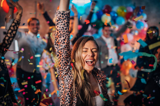 istock Lady dancing at new year's eve party 1192860541