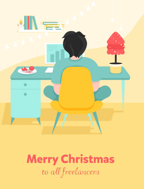 Holiday gift card vector art illustration