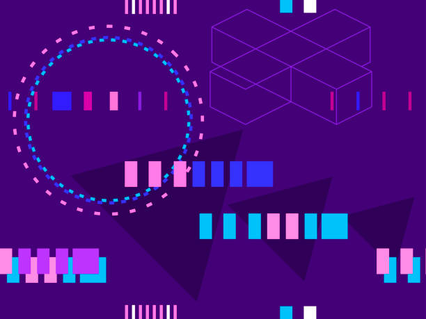 istock Cyberpunk seamless pattern. Retro futurism of the 80s. Signal error, pixel mosaic. Computer screen error. Vector illustration 1192862227