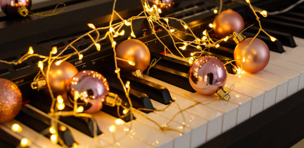 a festive atmosphere playing the piano