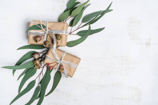 istock Rustic gifts decorated by eucalyptus leaves and gum nuts. 1192862742