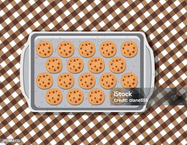 Overhead Cookie On A Baking Sheet Stock Illustration - Download Image Now - Baking Sheet, Cookie, Vector