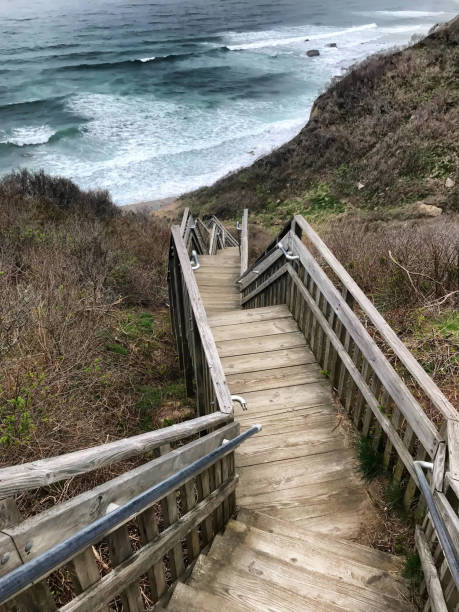 istock Long wooden stairway going down to the beach 1192873670