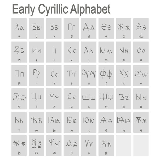 istock monochrome icons with Early Cyrillic alphabet 1192878027