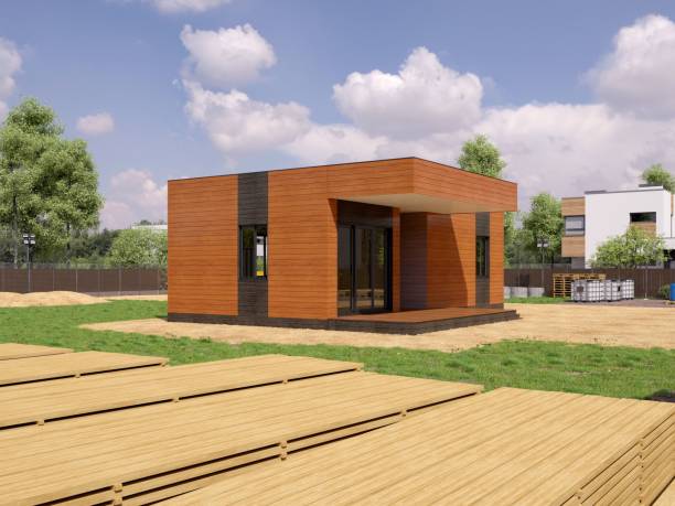 istock 3d render image of modern frame house. 3D illustration of modern house. 1192882392