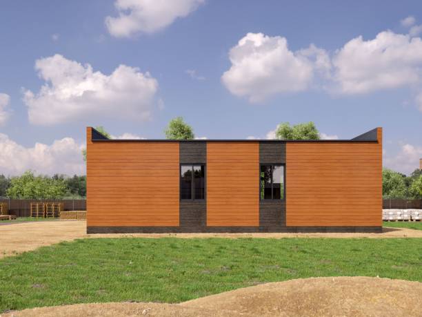 istock 3d render image of modern frame house. 3D illustration of modern house. 1192882440