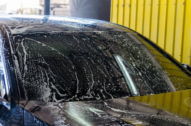 istock car wash with foam 1192887988