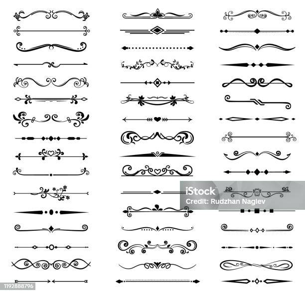 Ilustración de Conjunto De Divisores Y Decoraciones De Capítulos y más Vectores Libres de Derechos de Adorno - Adorno, Arabesco - Diseño, Borde