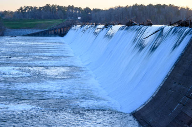 istock Looking at the water flow over Blewett Falls Dam 1192888900