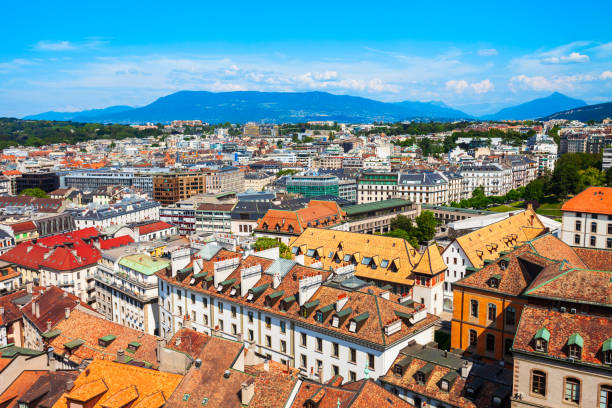 istock Geneva panoramic view in Switzerland 1192889009