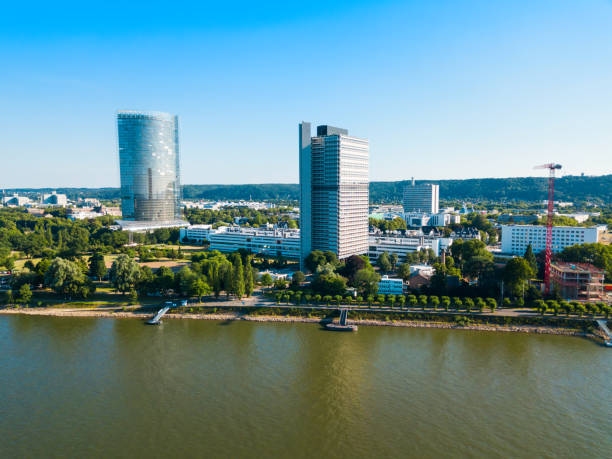 Bundesviertel federal government district aerial panoramic view in Bonn city in Germany