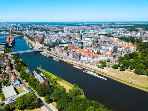 istock Bremen old town aerial view 1192893676