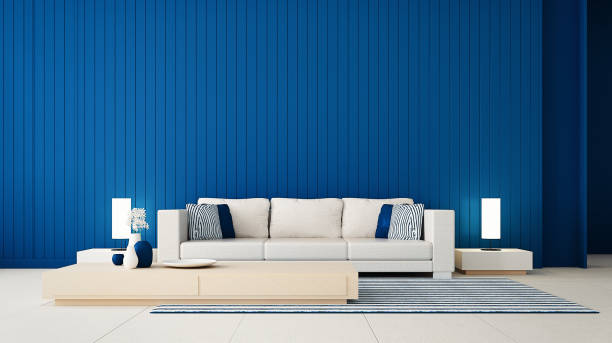istock Classic blue wall living room / 3D rendering 1192895620