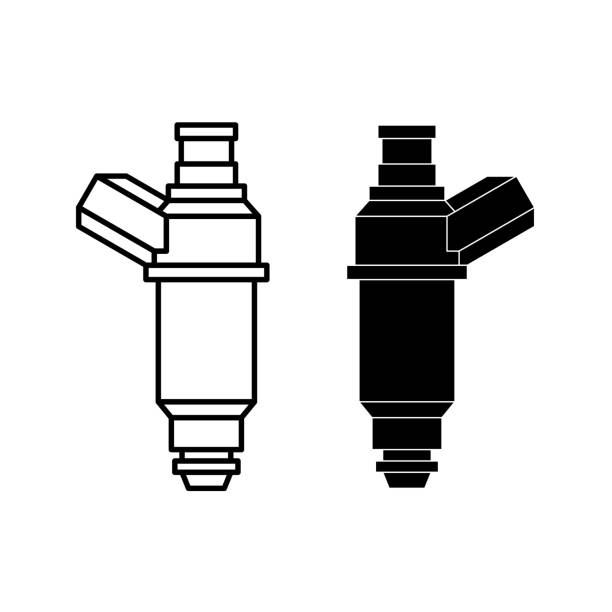 Car Fuel Injector Illustration Engine Injection Element Line Style And  Silhouette Versions Adjustable Stroke Width Stock Illustration - Download  Image Now - iStock
