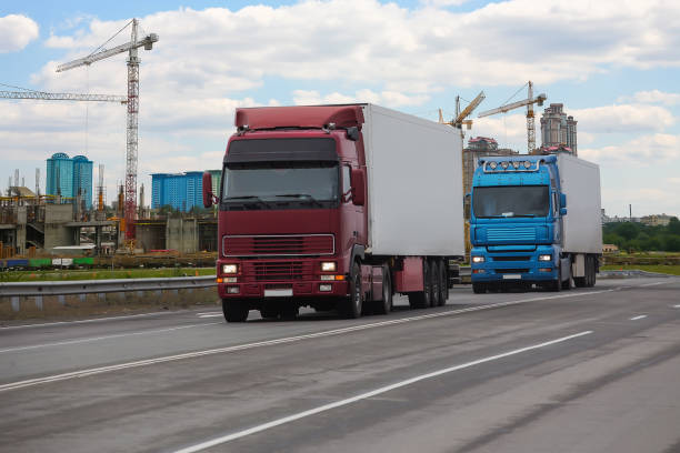 istock trucks goes on the highway 1192897882