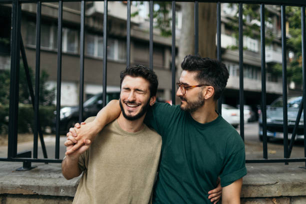 istock Gay couple on the streets 1192899719
