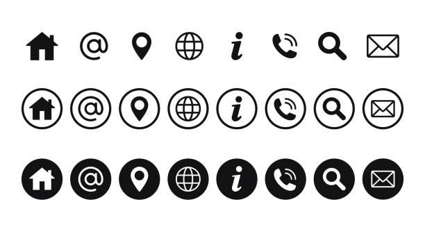 ilustraciones, imágenes clip art, dibujos animados e iconos de stock de los iconos vectoriales de contactos perfilan un estilo de siluetas ilustración de stock - conexión
