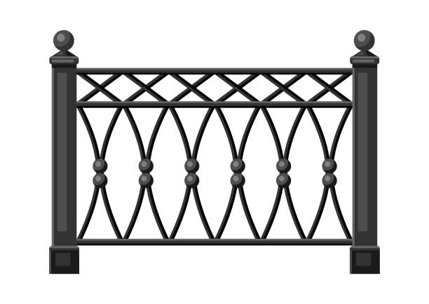 istock Illustration of metal forged fence. 1192900339