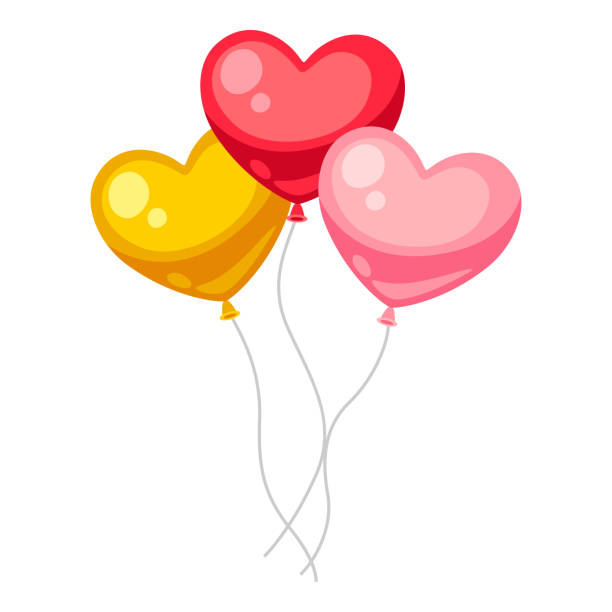 valentinstag herzförmige luftballons. - heart balloon stock-grafiken, -clipart, -cartoons und -symbole